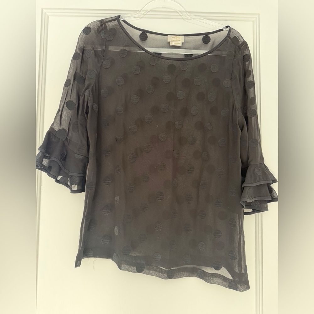 Kate Spade Sheer Black Polka Dot Blouse